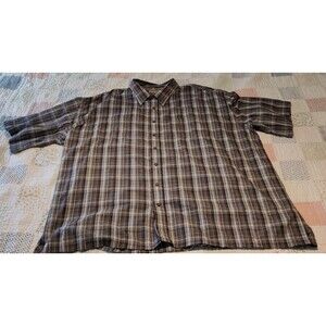 FoxFire Mens 5XT Short Sleeve Button Down Shirt Black and White Plaid-Big-Tall